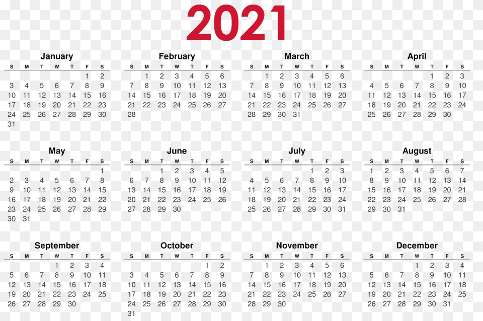 Calendar 2021, Text Png