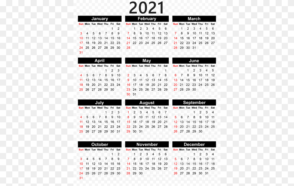 Calendar 2021, Text Free Transparent Png