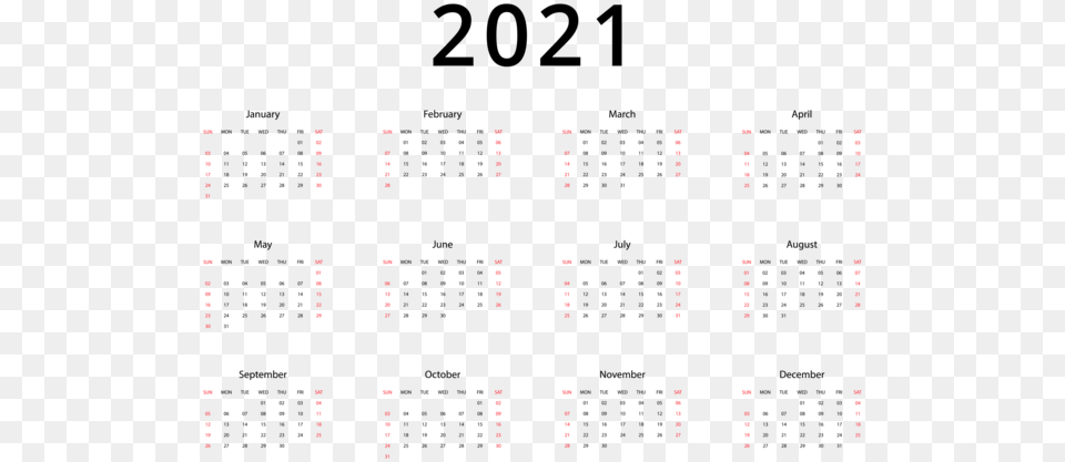 Calendar 2021, Text Free Png