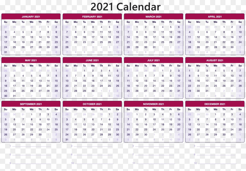 Calendar 2021, Text Free Png