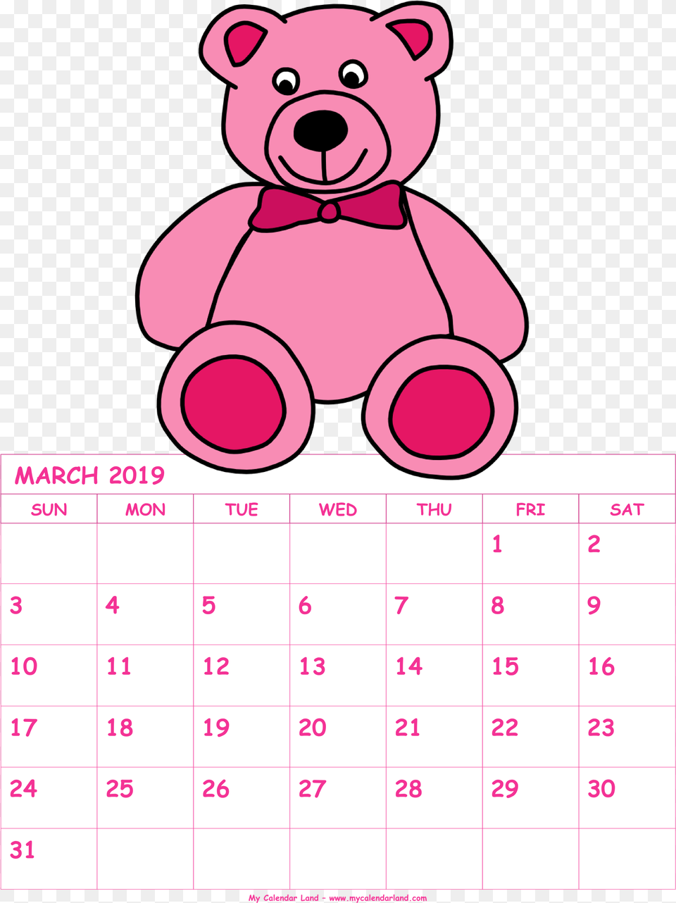Calendar August 2019 Cartoon, Text, Animal, Bear, Mammal Png