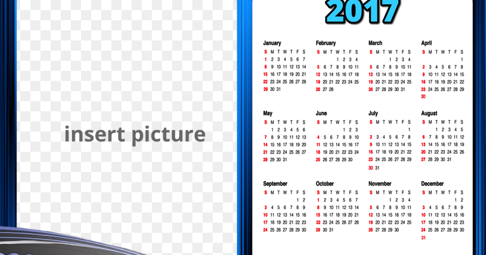 Calendar Blue Stripe 2017 Frame Custom Magnet 55quot X 55quot Round Corners 20 Mil, Text Free Transparent Png
