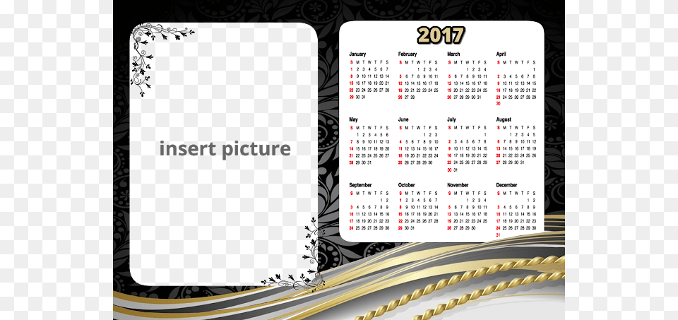 Calendar Elegant Black 2017 Frame Triumph Line 880 B Custom Mini Span A Year, Text, Blackboard, Document, Driving License Free Png Download