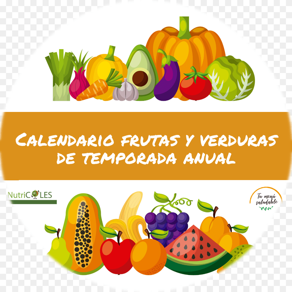 Calendario Frutas Y Verduras De Temporada Anual Illustration, Advertisement, Food, Produce, Fruit Free Png