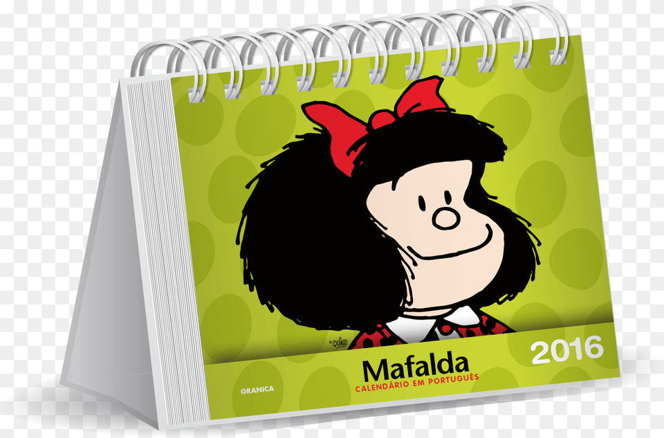 Calendrio De Mesa Mafalda Em Portugus Cartoon, Person, Face, Head, Text Free Png