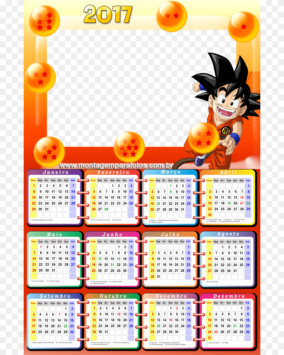 Calendrio Dragon Ball 2017 Moldura Para Calendario 2017, Text, Baby, Calendar, Person Png Image