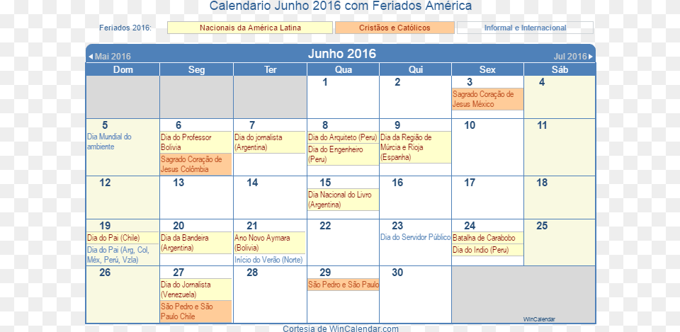 Calendrio Latino Americano Junho 2016 Em Formato De April 2013 Holiday Calendar, Text Free Png