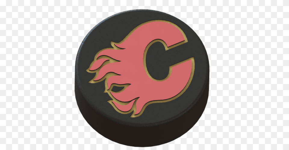 Calgary Flames Logo On Hockey Puck 3d Print Circle, Symbol Free Png