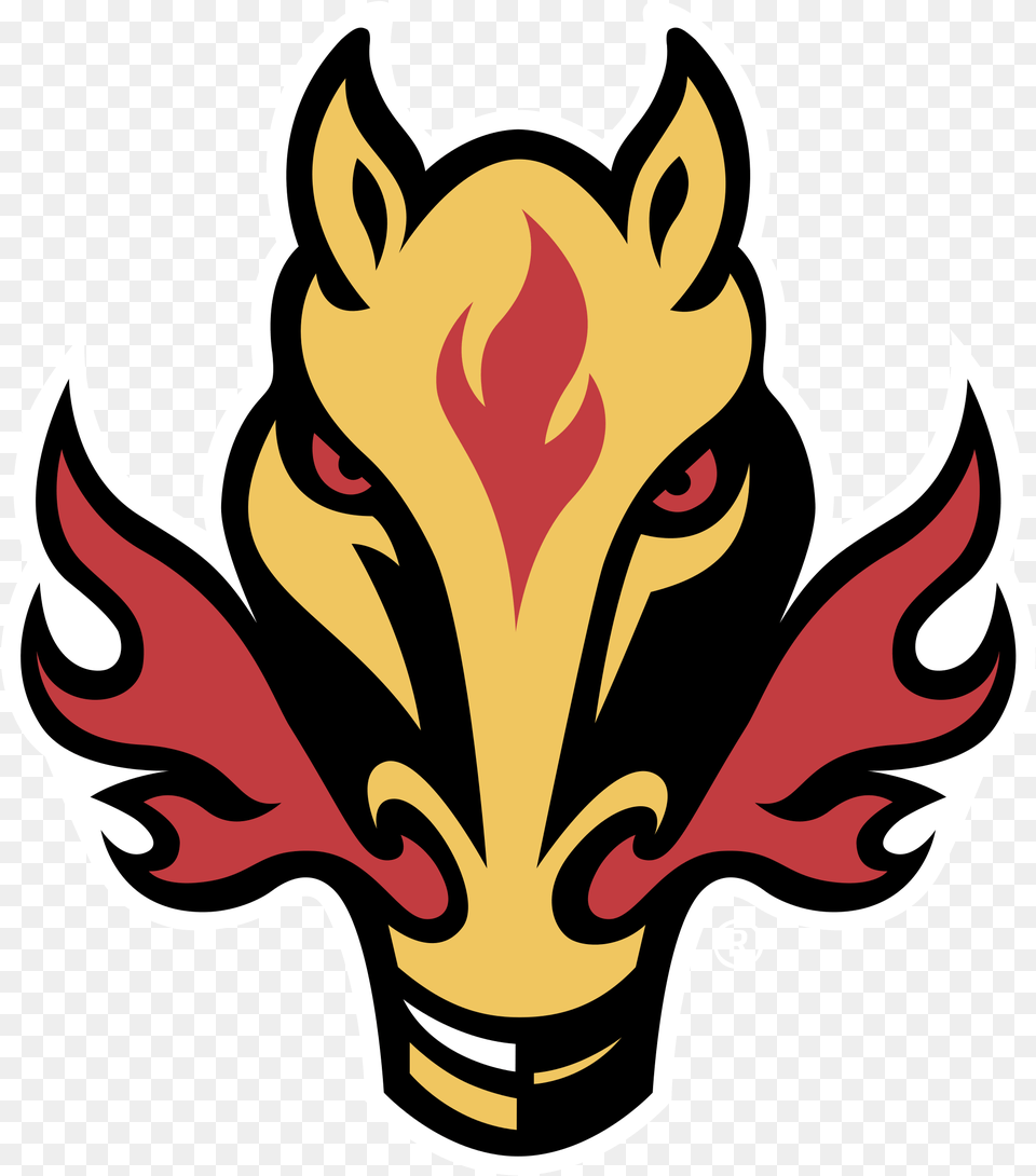 Calgary Flames Logo Transparent Calgary Flames Horse Logo, Emblem, Light, Symbol Free Png Download