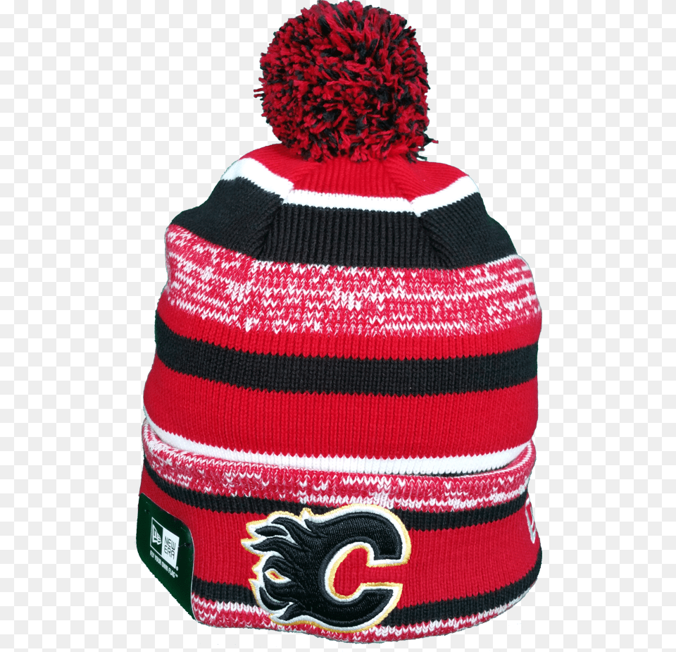 Calgary Flames Nhl Sport Fleece Lined Pom Toque, Beanie, Cap, Clothing, Hat Free Png Download
