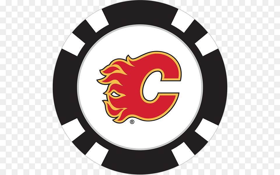 Calgary Flames Poker Chip Ball Marker Calgary Flames Circle Logo, Symbol, Text, Emblem, Number Free Png