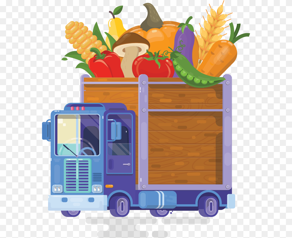 Calgary Food Bank Truck Cartoon Food Bank, Bulldozer, Machine, Produce, Box Free Png