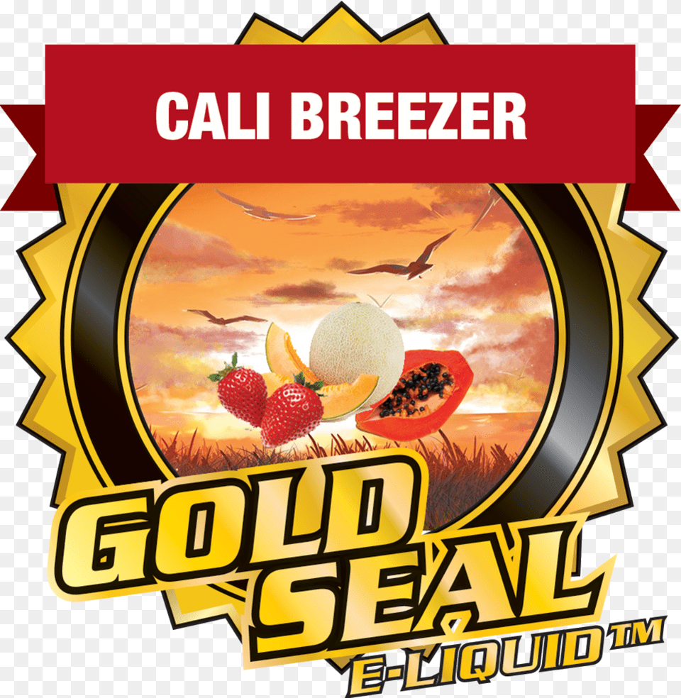 Cali Breezer 5050 By Gold Seal Sale Gold Seal Ejuice, Advertisement, Poster, Food, Fruit Free Png