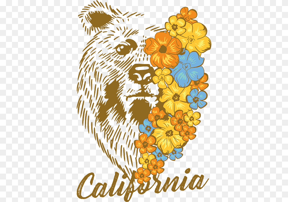 California Bear Flowers Stock Transfer, Art, Floral Design, Graphics, Pattern Png