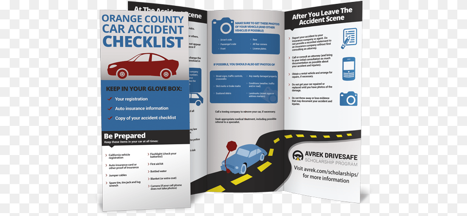 California Car Accident Checklist Avrek Law Firm Flyer, Advertisement, Poster, Transportation, Vehicle Png