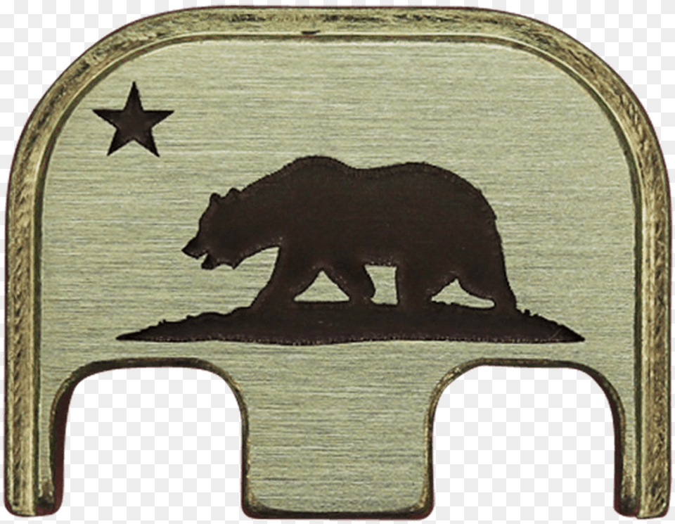 California Flag Brass Brushed Finish Back Plate Outline Of California Bear, Home Decor, Animal, Mammal, Wildlife Png Image
