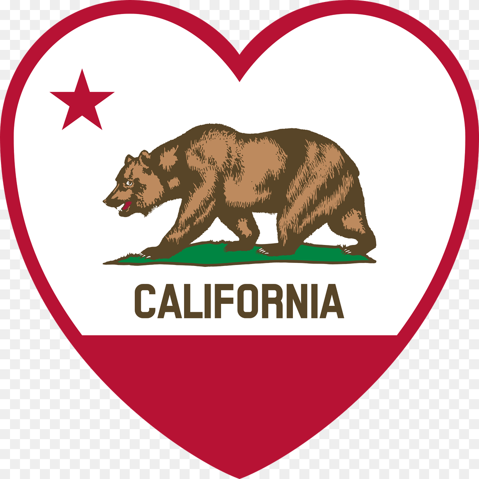 California Flag Heart Clipart, Animal, Bear, Mammal, Wildlife Free Transparent Png