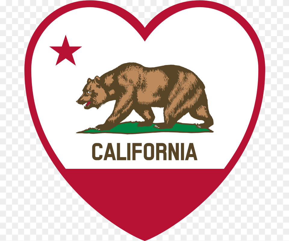 California Flag Heart New California Republic Flag, Animal, Bear, Mammal, Wildlife Free Png Download