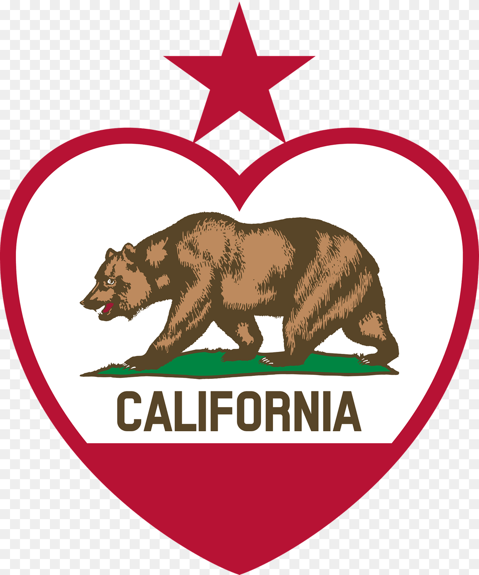 California Flag Heart Star On Top Clipart, Animal, Bear, Mammal, Wildlife Png
