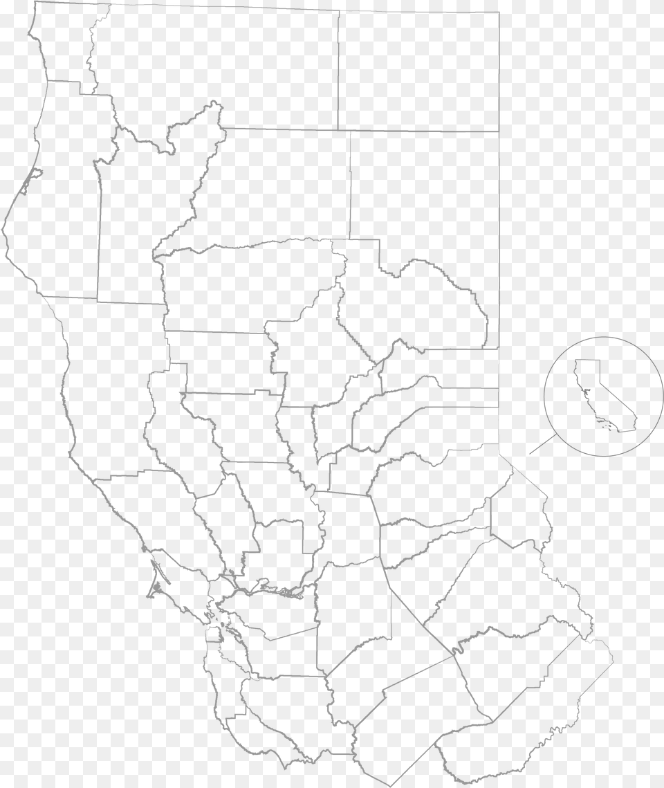 California Map Outline Map Of California Counties, Chart, Plot, Atlas, Diagram Free Transparent Png