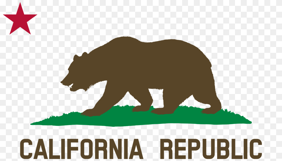 California Republic California Grizzly Bear Flag Of California, Animal, Mammal, Wildlife, Brown Bear Png Image