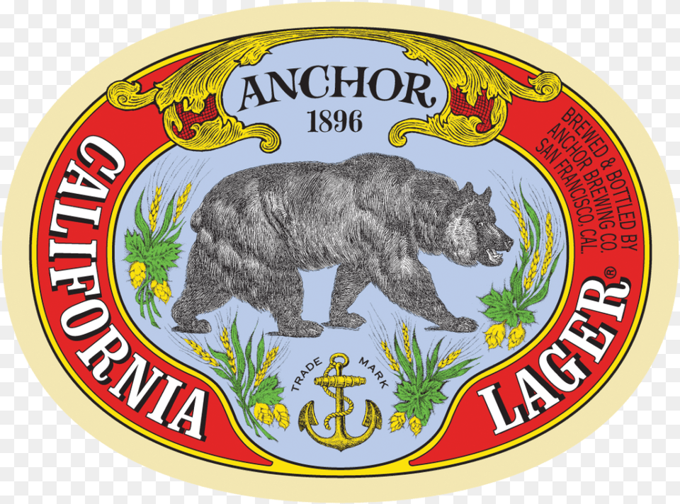 Californialager Label Hires Anchor Lager California Poster, Animal, Bear, Mammal, Wildlife Free Png Download
