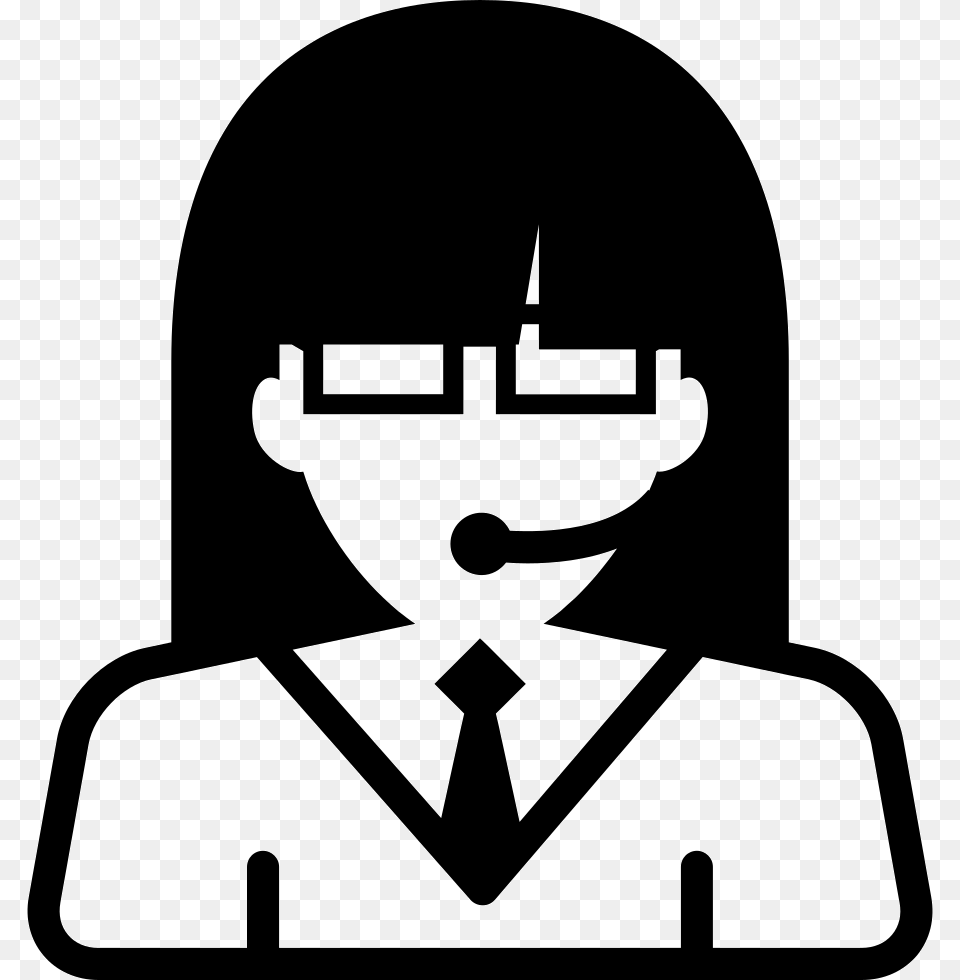 Call Center Girl Icon Download, Stencil, Person Free Png