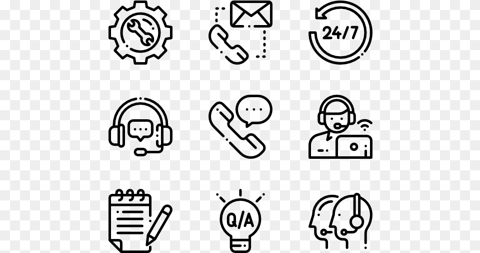 Call Center Hand Drawn Icon, Gray Png