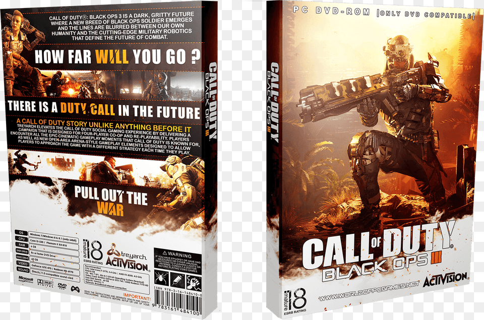 Call Of Duty Black Ops 3 By Worldofpcgames Call Of Duty Black Ops Iii, Advertisement, Poster, Adult, Male Free Png Download