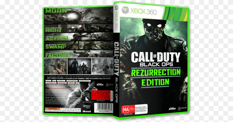 Call Of Duty Black Ops Box Art Cover Call Of Duty Black Ops Zombies Xbox, Advertisement, Poster, Adult, Male Free Png Download