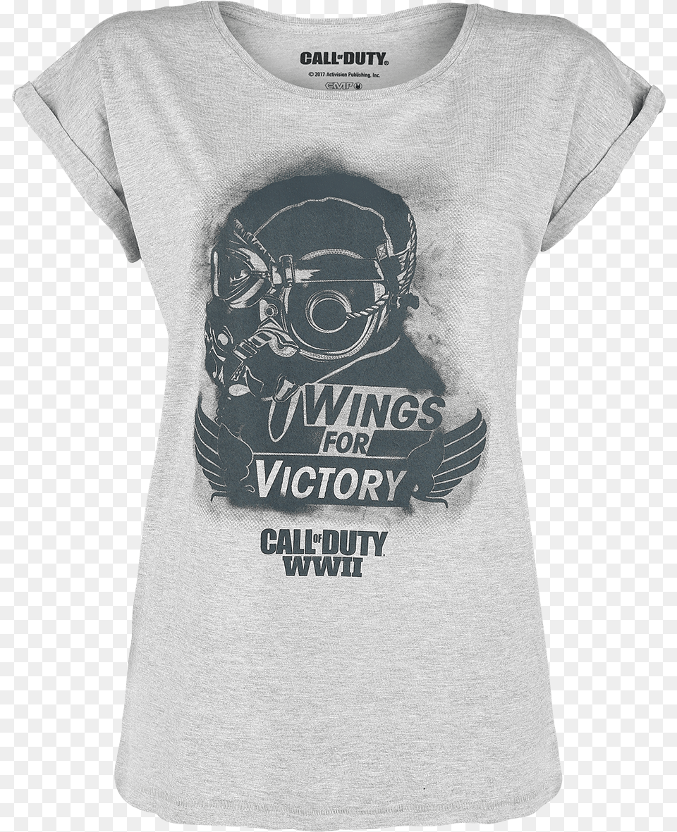 Call Of Duty Wwii Wings For Victory Girl Shirt Grau Active Shirt, Clothing, T-shirt, Adult, Male Png