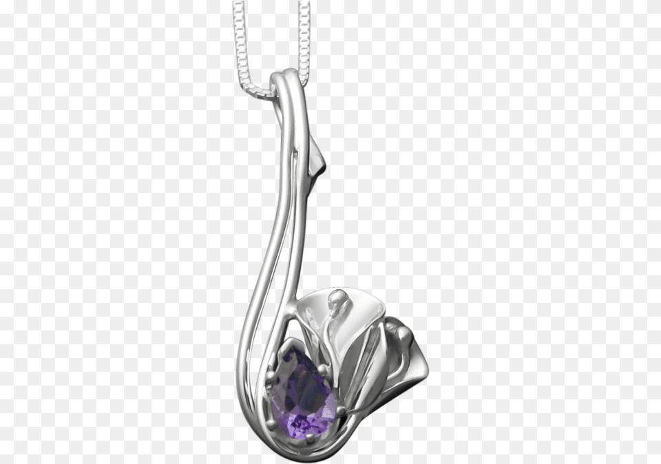 Calla Lily Pendant With Amethyst Locket, Accessories, Gemstone, Jewelry, Necklace Free Png