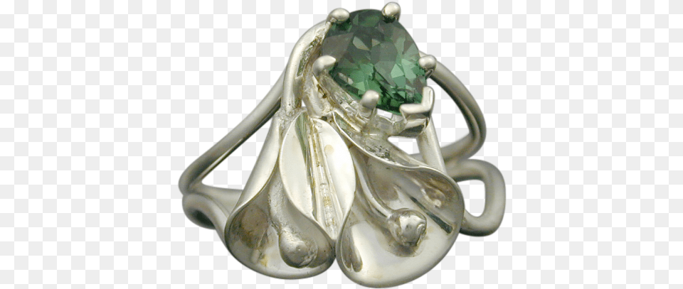 Calla Lily Ring With Green Tourmaline Locket, Accessories, Gemstone, Jewelry Png