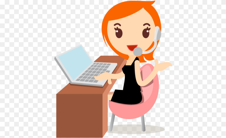 Callcenter Girls Orange Icon Images Animated Call Centre Agent, Computer, Electronics, Laptop, Pc Free Png Download