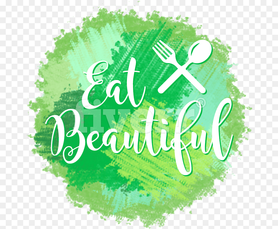 Calligraphy, Cutlery, Fork, Green, Spoon Png