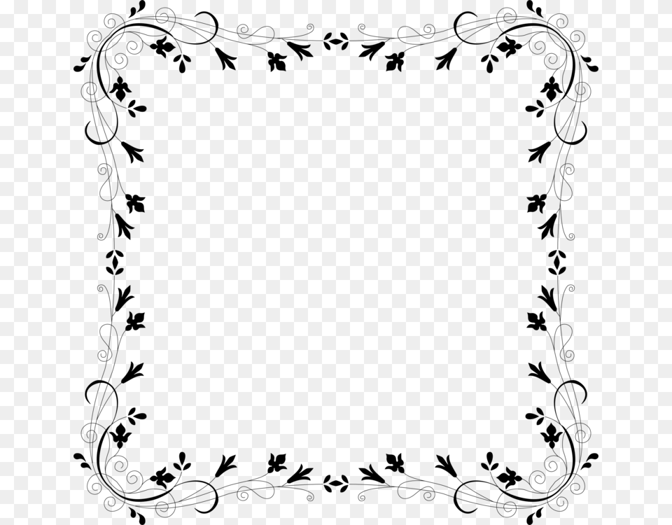 Calligraphy Border Flower Border Design Black And White, Gray Free Png Download