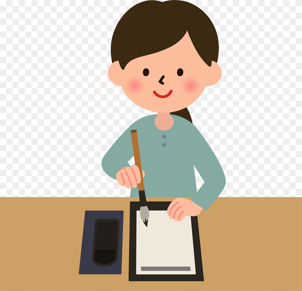 Calligraphy Woman Writing Clipart, Baby, Person, Face, Head Png