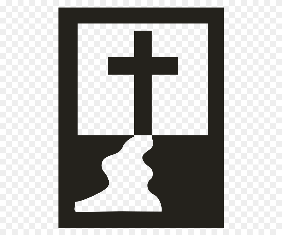 Calvario Bw, Cross, Symbol, Kneeling, Person Free Transparent Png