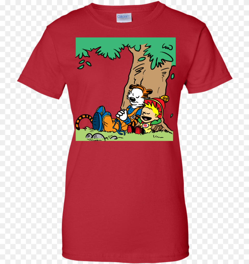 Calvin And Hobbes Dragon Ball Calvin And Hobbes Mashup T Shirt, Clothing, T-shirt, Person, Face Png Image