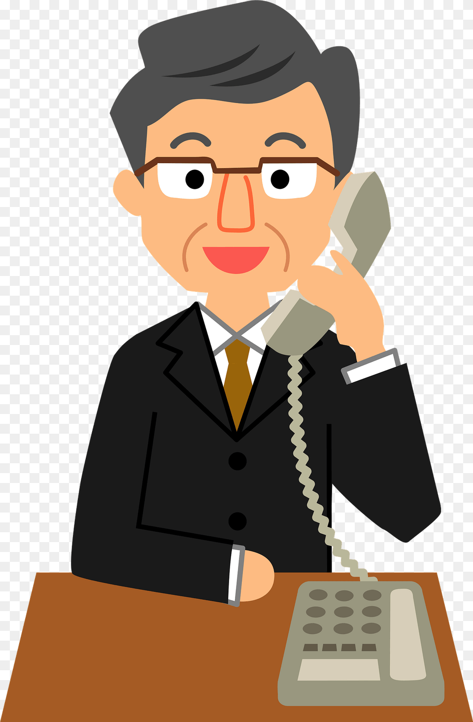 Calvin Businessman Man Is Talking On The Telephone Clipart, Person, Face, Head, Desk Free Transparent Png