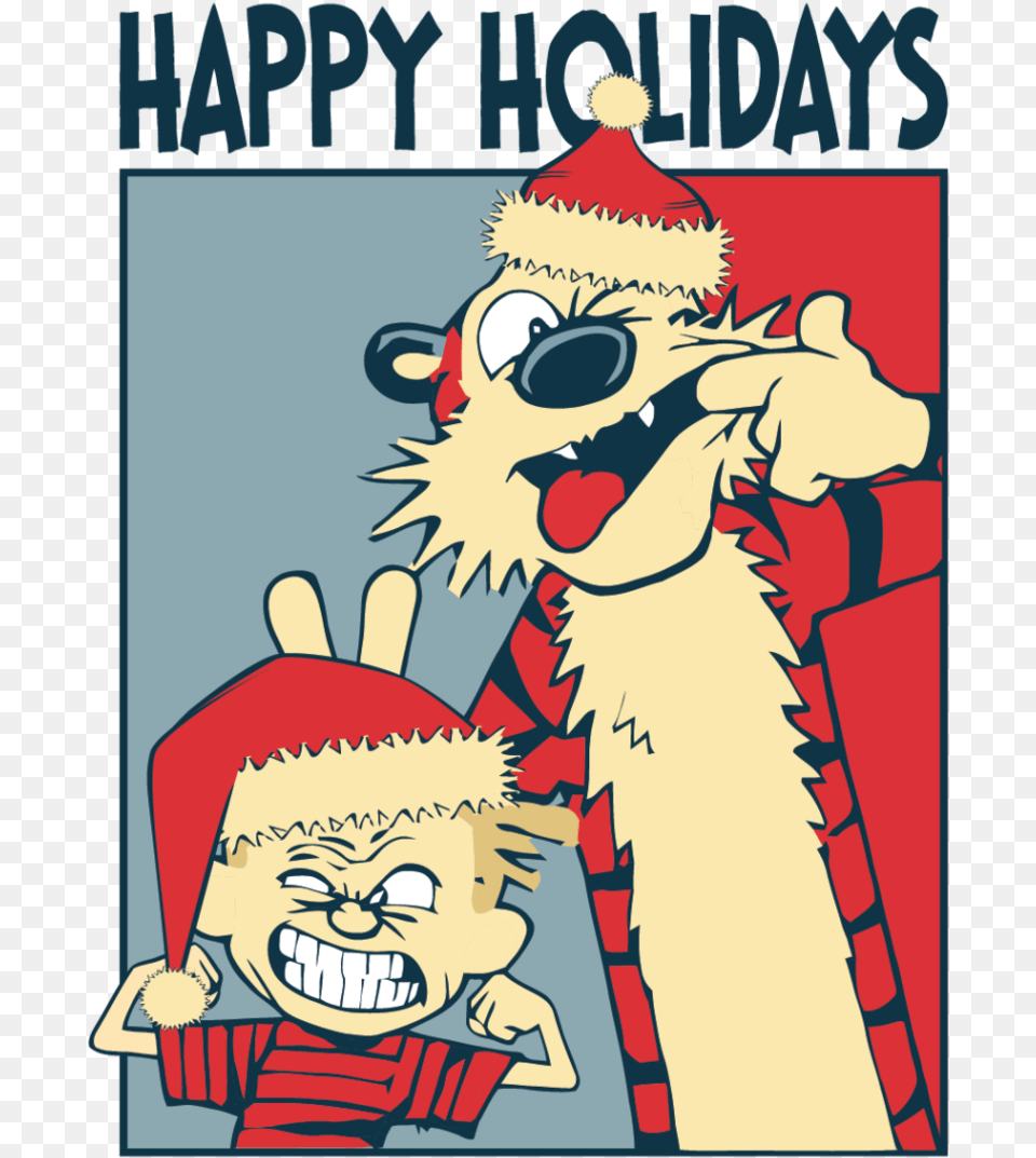 Calvin U0026 Hobbes Happy Holidays By Alejandro Gonzalez On Art Calvin And Hobbes, Book, Comics, Publication, Person Free Png