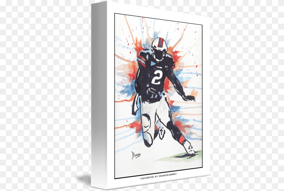 Cam Newton By Brandon Berrey American Football, Helmet, American Football, Playing American Football, Person Png