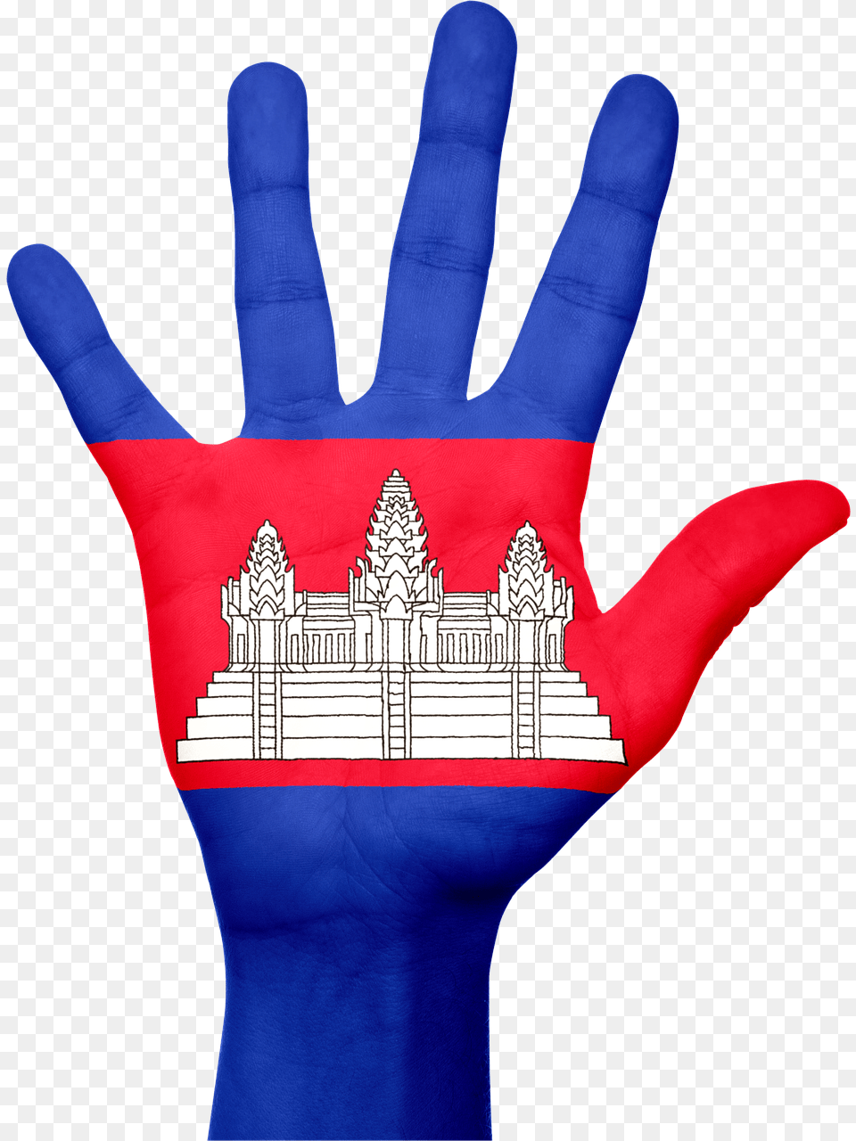 Cambodia Flag Hand, Clothing, Glove, Body Part, Person Png Image