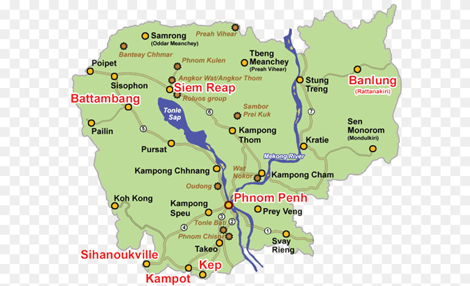 Cambodia Flag Map Of Cambodia Tourist Attractions, Atlas, Chart, Diagram, Plot Png Image