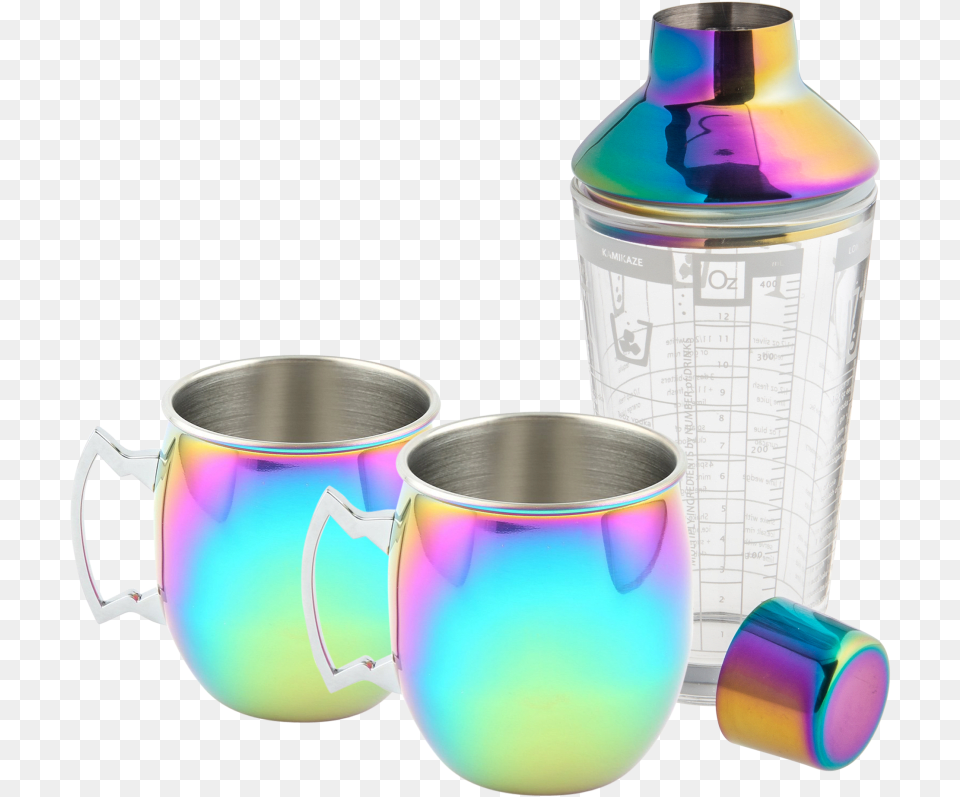 Cambridge Rainbow Cocktail Shaker With Moscow Mule Thirstystone Metallic Rainbow Moscow Mule Mug With, Bottle, Cup Free Png Download