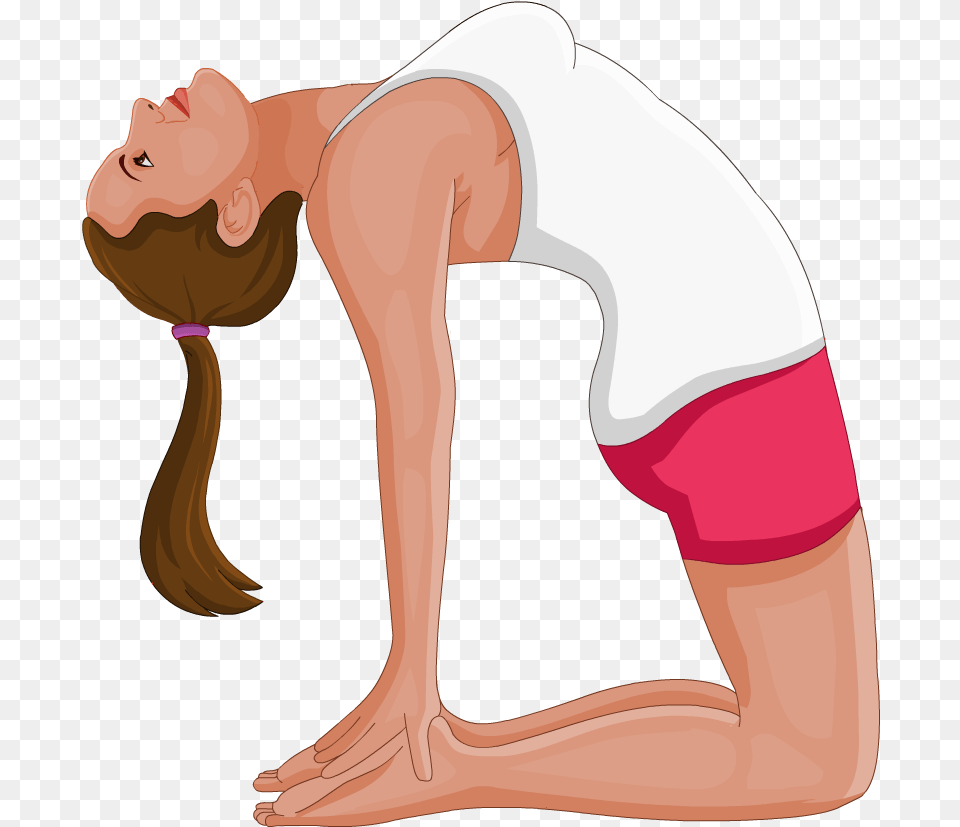 Camel Pose Yoga Cartoon, Kneeling, Person, Adult, Female Png Image