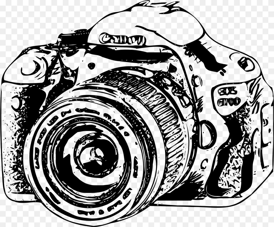 Camera Canon Eos Photgraphy Clipart Canon Camera Drawing, Gray Png