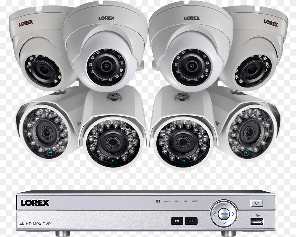 Camera System With 8 Channel Dvr And 8 1080p Security Systems Lorex Camera, Electronics, Machine, Wheel Png Image
