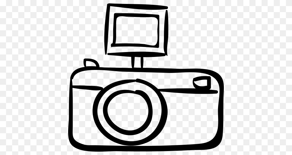 Camera With Flash Icon, Gray Free Png