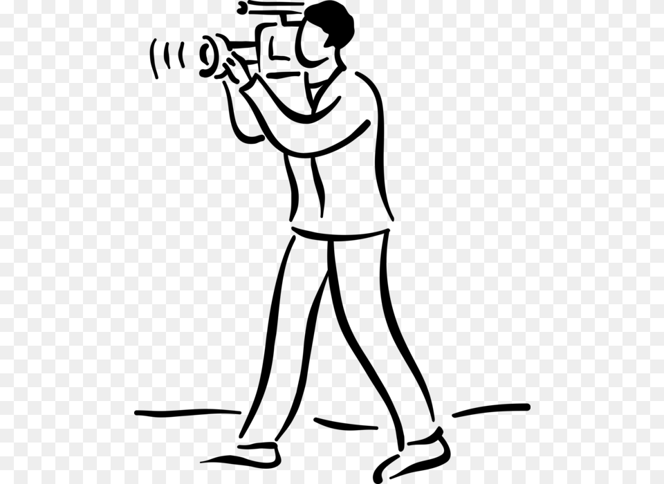 Cameraman Clipart Drawing Of Camera Man, Gray Free Png